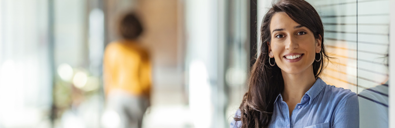 Smiling woman in an office setting